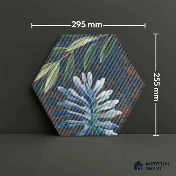 Hexagonal Wall Tile TL 05108 B Geome Lineout Algae Highlighter 12 x 10 inch Vitrified Matte Finish - 9 mm | Suitable for Living Room, Bedroom, Bathroom, Kitchen & Balcony