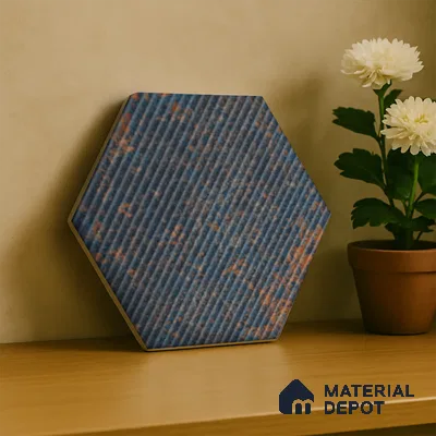 Hexagonal Wall Tile TL 05108 C Geome Lineout Algae Dark 12 x 10 inch Vitrified Matte Finish - 9 mm | Suitable for Living Room, Bedroom, Bathroom, Kitchen & Balcony