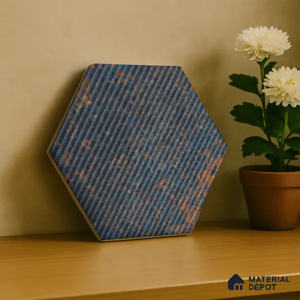 Hexagonal Wall Tile TL 05108 C Geome Lineout Algae Dark 12 x 10 inch Vitrified Matte Finish - 9 mm | Suitable for Living Room, Bedroom, Bathroom, Kitchen & Balcony
