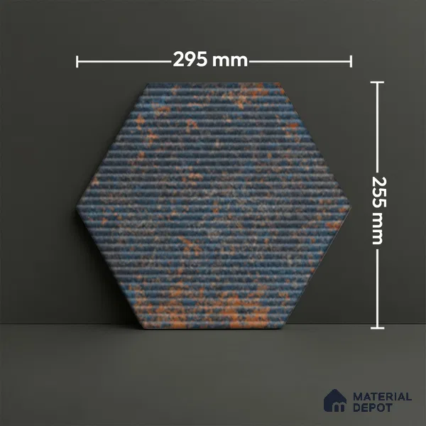 Hexagonal Wall Tile TL 05108 C Geome Lineout Algae Dark 12 x 10 inch Vitrified Matte Finish - 9 mm | Suitable for Living Room, Bedroom, Bathroom, Kitchen & Balcony