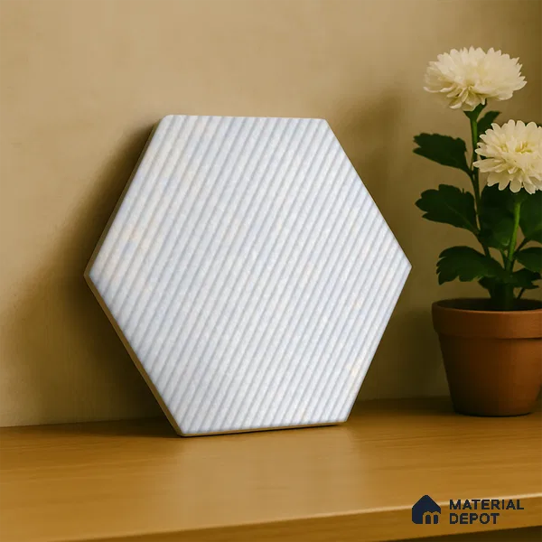 Hexagonal Wall Tile TL 05108 Geome Lineout Algae Light 12 x 10 inch Vitrified Matte Finish - 9 mm | Suitable for Living Room, Bedroom, Bathroom, Kitchen & Balcony (Sample)