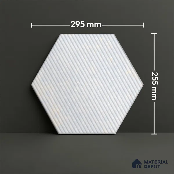Hexagonal Wall Tile TL 05108 Geome Lineout Algae Light 12 x 10 inch Vitrified Matte Finish - 9 mm | Suitable for Living Room, Bedroom, Bathroom, Kitchen & Balcony (Sample)