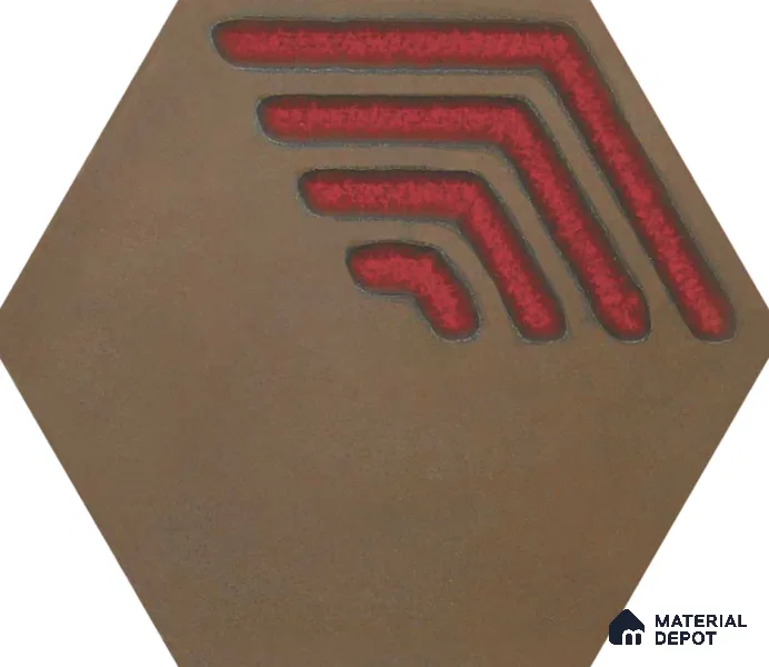 Hexagonal Wall Tile TL 05652 Matrix Crimson Hex 6 x 6 inch Ceramic Matte Finish - 9 mm | 2 Random Faces | Suitable for Living Room, Bathroom, Kitchen & Backsplash