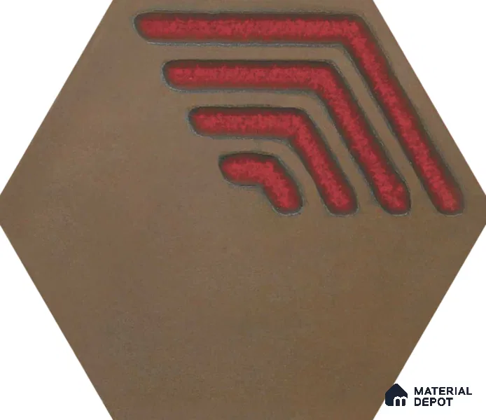 Hexagonal Wall Tile TL 05652 Matrix Crimson Hex 6 x 6 inch Ceramic Matte Finish - 9 mm | 2 Random Faces | Suitable for Living Room, Bathroom, Kitchen & Backsplash