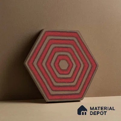 Hexagonal Wall Tile TL 05652 Matrix Crimson Hex 6 x 6 inch Ceramic Matte Finish - 9 mm | 2 Random Faces | Suitable for Living Room, Bathroom, Kitchen & Backsplash