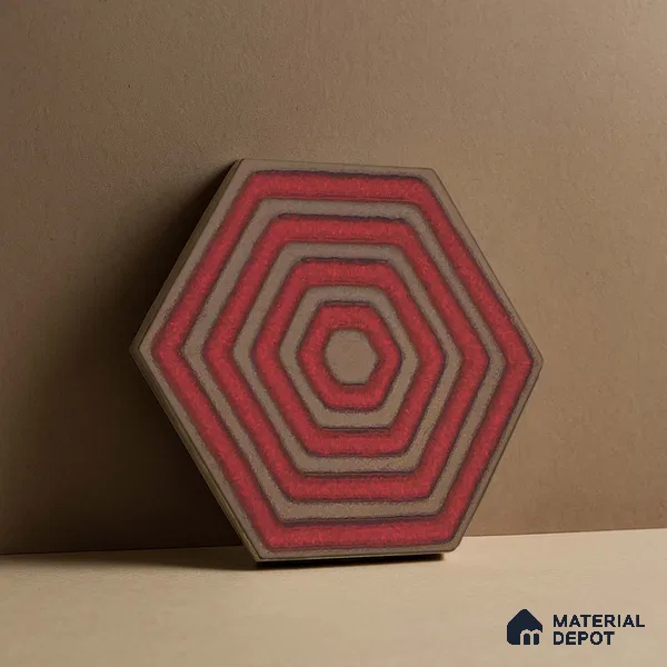 Hexagonal Wall Tile TL 05652 Matrix Crimson Hex 6 x 6 inch Ceramic Matte Finish - 9 mm | 2 Random Faces | Suitable for Living Room, Bathroom, Kitchen & Backsplash