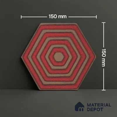 Hexagonal Wall Tile TL 05652 Matrix Crimson Hex 6 x 6 inch Ceramic Matte Finish - 9 mm | 2 Random Faces | Suitable for Living Room, Bathroom, Kitchen & Backsplash