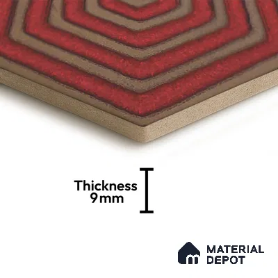 Hexagonal Wall Tile TL 05652 Matrix Crimson Hex 6 x 6 inch Ceramic Matte Finish - 9 mm | 2 Random Faces | Suitable for Living Room, Bathroom, Kitchen & Backsplash