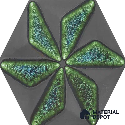 Hexagonal Wall Tile TL 05657 Matrix Distinctive Fern 6 x 6 inch Ceramic Matte Finish - 9 mm | 4 Random Faces | Suitable for Living Room, Bathroom, Kitchen & Backsplash