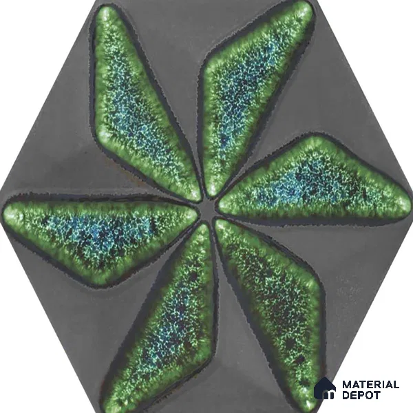Hexagonal Wall Tile TL 05657 Matrix Distinctive Fern 6 x 6 inch Ceramic Matte Finish - 9 mm | 4 Random Faces | Suitable for Living Room, Bathroom, Kitchen & Backsplash