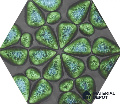 Hexagonal Wall Tile TL 05657 Matrix Distinctive Fern 6 x 6 inch Ceramic Matte Finish - 9 mm | 4 Random Faces | Suitable for Living Room, Bathroom, Kitchen & Backsplash