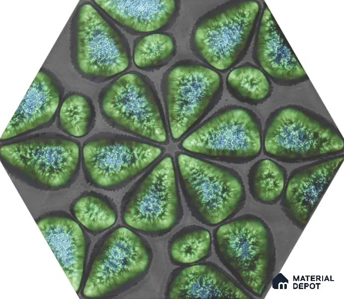 Hexagonal Wall Tile TL 05657 Matrix Distinctive Fern 6 x 6 inch Ceramic Matte Finish - 9 mm | 4 Random Faces | Suitable for Living Room, Bathroom, Kitchen & Backsplash