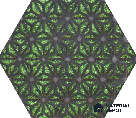Hexagonal Wall Tile TL 05657 Matrix Distinctive Fern 6 x 6 inch Ceramic Matte Finish - 9 mm | 4 Random Faces | Suitable for Living Room, Bathroom, Kitchen & Backsplash