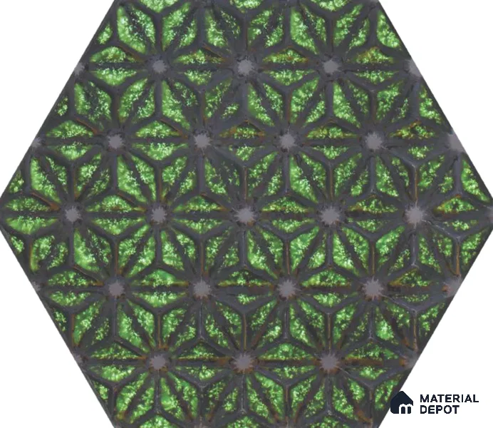 Hexagonal Wall Tile TL 05657 Matrix Distinctive Fern 6 x 6 inch Ceramic Matte Finish - 9 mm | 4 Random Faces | Suitable for Living Room, Bathroom, Kitchen & Backsplash
