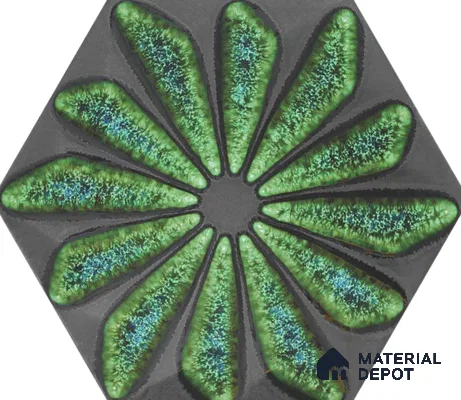 Hexagonal Wall Tile TL 05657 Matrix Distinctive Fern 6 x 6 inch Ceramic Matte Finish - 9 mm | 4 Random Faces | Suitable for Living Room, Bathroom, Kitchen & Backsplash