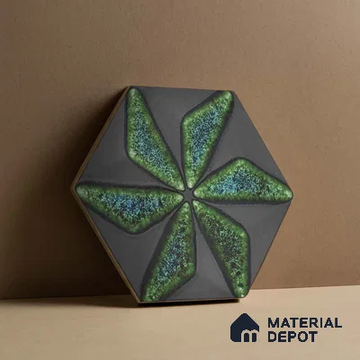 Hexagonal Wall Tile TL 05657 Matrix Distinctive Fern 6 x 6 inch Ceramic Matte Finish - 9 mm | 4 Random Faces | Suitable for Living Room, Bathroom, Kitchen & Backsplash