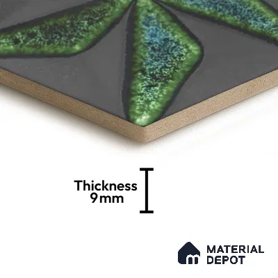 Hexagonal Wall Tile TL 05657 Matrix Distinctive Fern 6 x 6 inch Ceramic Matte Finish - 9 mm | 4 Random Faces | Suitable for Living Room, Bathroom, Kitchen & Backsplash