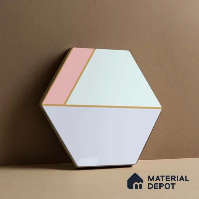 Hexagonal Wall Tile TL 05655 Matrix Elegant Pastel 6 x 6 inch Ceramic Matte Finish - 9 mm | 4 Random Faces | Suitable for Living Room, Bathroom, Kitchen & Backsplash