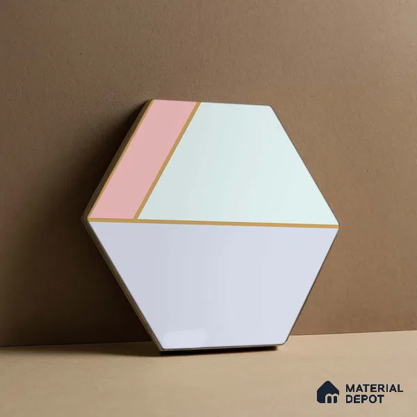 Hexagonal Wall Tile TL 05655 Matrix Elegant Pastel 6 x 6 inch Ceramic Matte Finish - 9 mm | 4 Random Faces | Suitable for Living Room, Bathroom, Kitchen & Backsplash