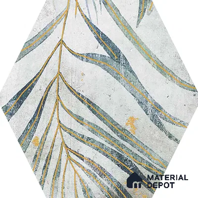 Hexagonal Wall Tile TL 05654 Matrix Jungle Emerald 6 x 6 inch Ceramic Matte Finish - 9 mm | 4 Random Faces | Suitable for Living Room, Bathroom, Kitchen & Backsplash