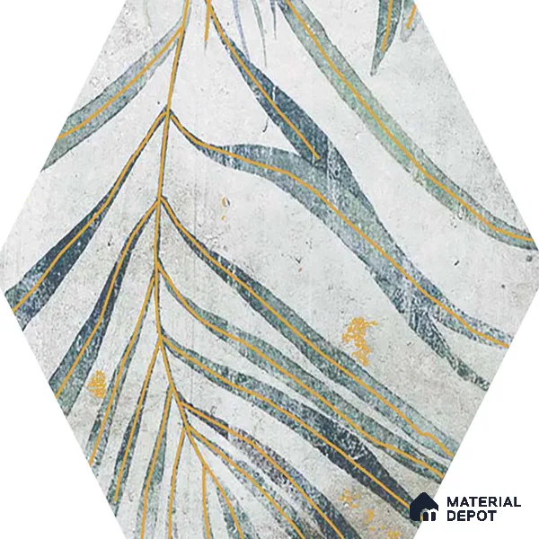 Hexagonal Wall Tile TL 05654 Matrix Jungle Emerald 6 x 6 inch Ceramic Matte Finish - 9 mm | 4 Random Faces | Suitable for Living Room, Bathroom, Kitchen & Backsplash