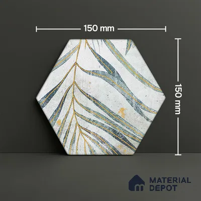 Hexagonal Wall Tile TL 05654 Matrix Jungle Emerald 6 x 6 inch Ceramic Matte Finish - 9 mm | 4 Random Faces | Suitable for Living Room, Bathroom, Kitchen & Backsplash