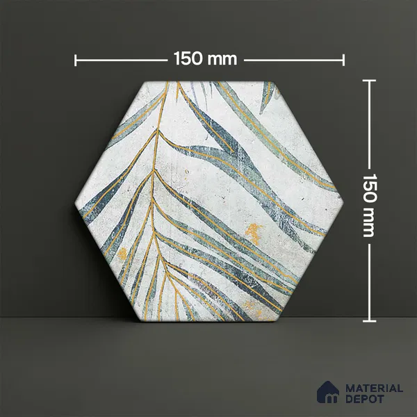 Hexagonal Wall Tile TL 05654 Matrix Jungle Emerald 6 x 6 inch Ceramic Matte Finish - 9 mm | 4 Random Faces | Suitable for Living Room, Bathroom, Kitchen & Backsplash