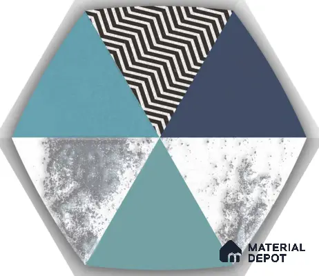 Hexagonal Wall Tile TL 05651 Matrix Prismatic Triad 6 x 6 inch Ceramic Matte Finish - 9 mm | 6 Random Faces | Suitable for Living Room, Bathroom, Kitchen & Backsplash