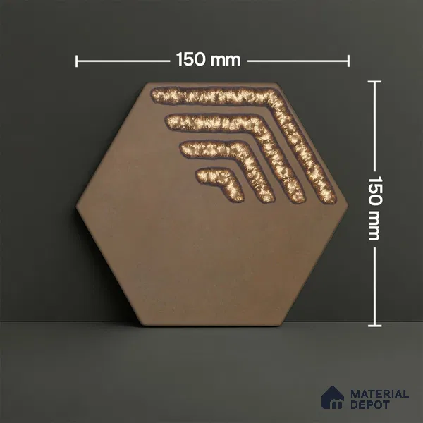 Hexagonal Wall Tile TL 05658 Matrix Sparkling Hex 6 x 6 inch Ceramic Matte Finish - 9 mm | 2 Random Faces | Suitable for Living Room, Bathroom, Kitchen & Backsplash