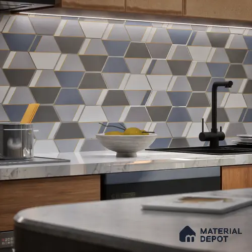 Hexagonal Wall Tile TL 05656 Matrix Twilight Glam 6 x 6 inch Ceramic Matte Finish - 9 mm | 4 Random Faces | Suitable for Living Room, Bathroom, Kitchen & Backsplash