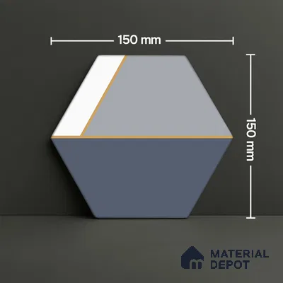 Hexagonal Wall Tile TL 05656 Matrix Twilight Glam 6 x 6 inch Ceramic Matte Finish - 9 mm | 4 Random Faces | Suitable for Living Room, Bathroom, Kitchen & Backsplash
