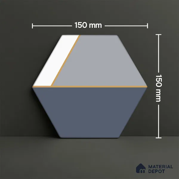 Hexagonal Wall Tile TL 05656 Matrix Twilight Glam 6 x 6 inch Ceramic Matte Finish - 9 mm | 4 Random Faces | Suitable for Living Room, Bathroom, Kitchen & Backsplash