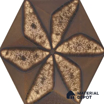 Hexagonal Wall Tile TL 05653 Matrix Unique Gold 6 x 6 inch Ceramic Matte Finish - 9 mm | 4 Random Faces | Suitable for Living Room, Bathroom, Kitchen & Backsplash