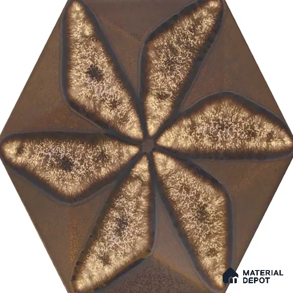 Hexagonal Wall Tile TL 05653 Matrix Unique Gold 6 x 6 inch Ceramic Matte Finish - 9 mm | 4 Random Faces | Suitable for Living Room, Bathroom, Kitchen & Backsplash