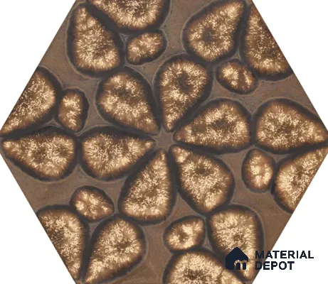 Hexagonal Wall Tile TL 05653 Matrix Unique Gold 6 x 6 inch Ceramic Matte Finish - 9 mm | 4 Random Faces | Suitable for Living Room, Bathroom, Kitchen & Backsplash