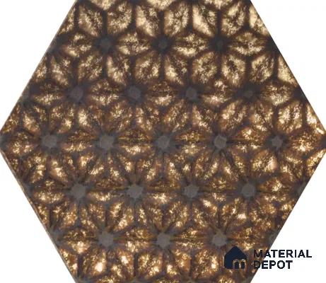Hexagonal Wall Tile TL 05653 Matrix Unique Gold 6 x 6 inch Ceramic Matte Finish - 9 mm | 4 Random Faces | Suitable for Living Room, Bathroom, Kitchen & Backsplash