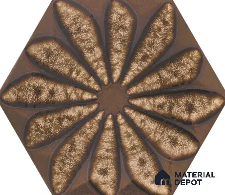 Hexagonal Wall Tile TL 05653 Matrix Unique Gold 6 x 6 inch Ceramic Matte Finish - 9 mm | 4 Random Faces | Suitable for Living Room, Bathroom, Kitchen & Backsplash