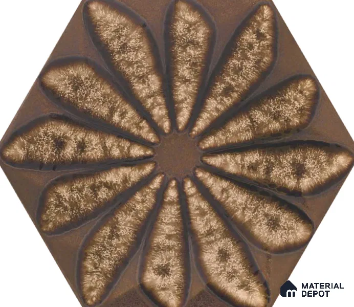 Hexagonal Wall Tile TL 05653 Matrix Unique Gold 6 x 6 inch Ceramic Matte Finish - 9 mm | 4 Random Faces | Suitable for Living Room, Bathroom, Kitchen & Backsplash