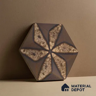 Hexagonal Wall Tile TL 05653 Matrix Unique Gold 6 x 6 inch Ceramic Matte Finish - 9 mm | 4 Random Faces | Suitable for Living Room, Bathroom, Kitchen & Backsplash