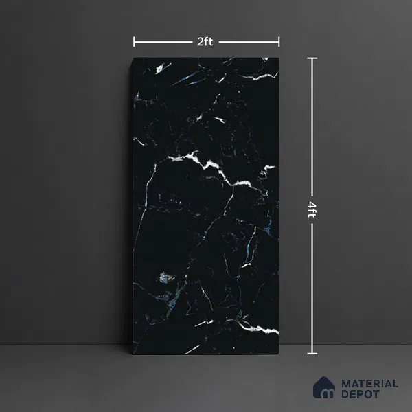 Marble Look Wall & Floor Tile TL 09509 | High Gloss Finish 4 ft x 2 ft Vitrified Tile - 9 mm | Suitable For Kitchen, Bathroom, Bedroom & Office