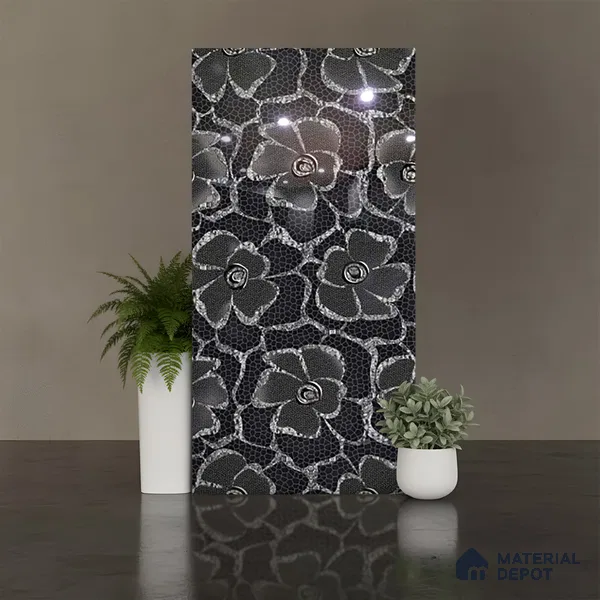 Floral Wall Tile TL 09508 C | High Gloss Finish 4 ft x 2 ft Vitrified Tile - 9 mm | Suitable for Bathroom, Accent/Feature Wall, Foyer