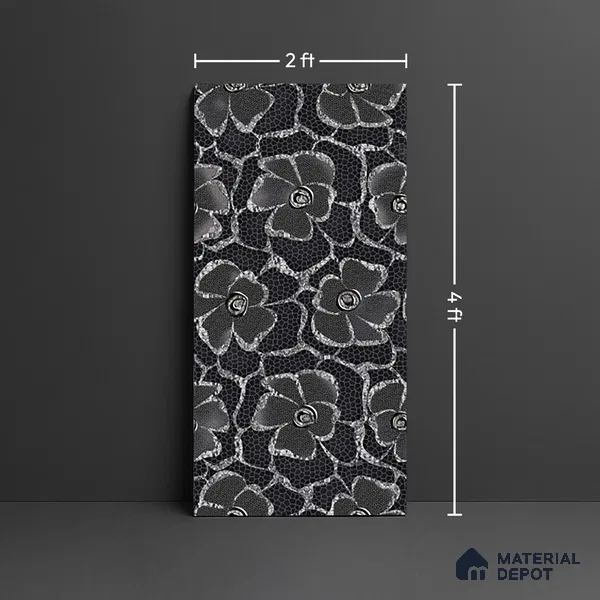 Floral Wall Tile TL 09508 C | High Gloss Finish 4 ft x 2 ft Vitrified Tile - 9 mm | Suitable for Bathroom, Accent/Feature Wall, Foyer