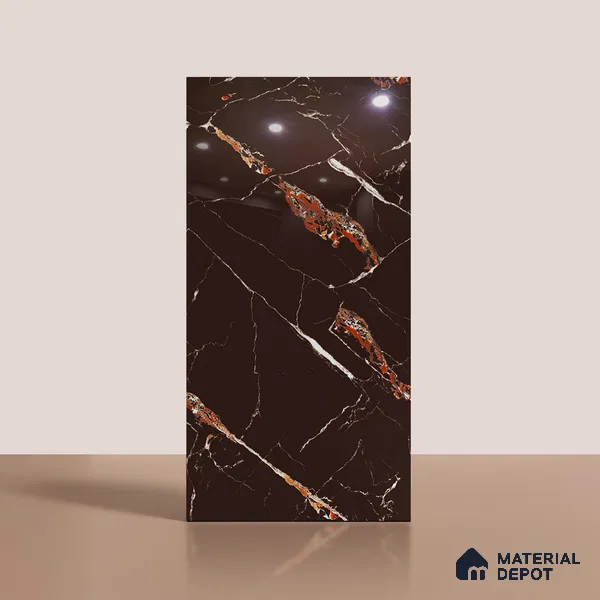 Marble Look Wall & Floor Tile TL 09510 | High Gloss Finish 4 ft x 2 ft Vitrified Tile - 9 mm | Suitable For Kitchen, Bathroom, Bedroom & Office