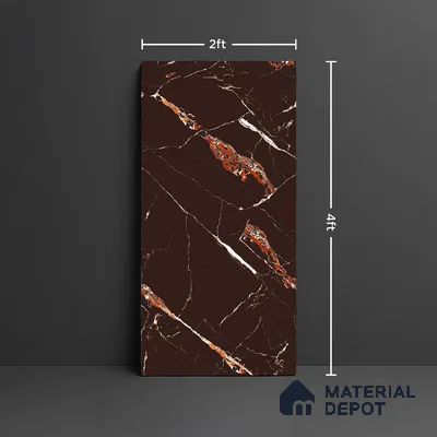 Marble Look Wall & Floor Tile TL 09510 | High Gloss Finish 4 ft x 2 ft Vitrified Tile - 9 mm | Suitable For Kitchen, Bathroom, Bedroom & Office