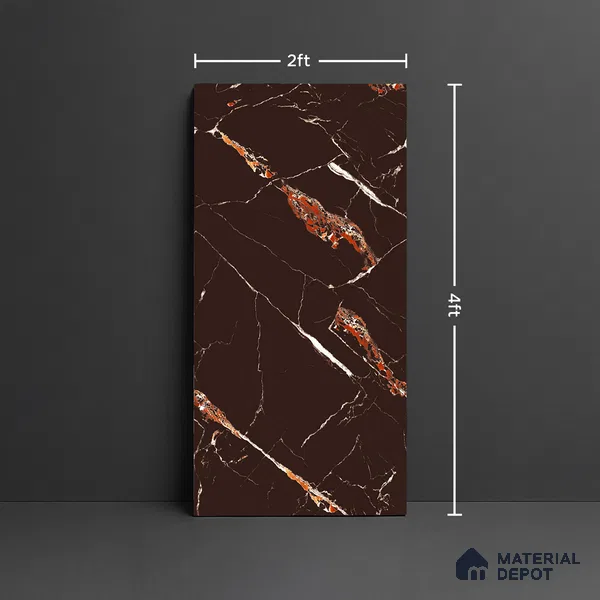 Marble Look Wall & Floor Tile TL 09510 | High Gloss Finish 4 ft x 2 ft Vitrified Tile - 9 mm | Suitable For Kitchen, Bathroom, Bedroom & Office