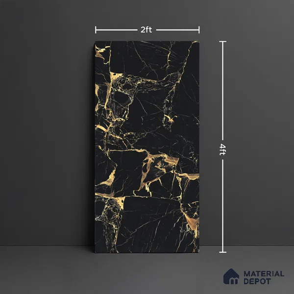 Marble Look Wall & Floor Tile TL 08900 | High Gloss Finish 4 ft x 2 ft Vitrified Tile - 9 mm | Suitable For Kitchen, Bathroom, Bedroom & Office