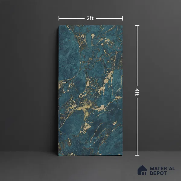 Marble Look Wall & Floor Tile TL 08910 | High Gloss Finish 4 ft x 2 ft Vitrified Tile - 9 mm | Suitable For Kitchen, Bathroom, Bedroom & Office