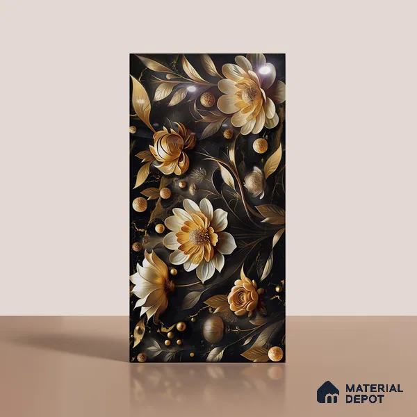 Floral Wall Tile TL 08898 | High Gloss Finish 4 ft x 2 ft Vitrified Tile - 9 mm | Suitable for Bathroom, Accent/Feature Wall, Bedroom