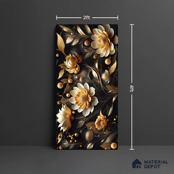Floral Wall Tile TL 08898 | High Gloss Finish 4 ft x 2 ft Vitrified Tile - 9 mm | Suitable for Bathroom, Accent/Feature Wall, Bedroom