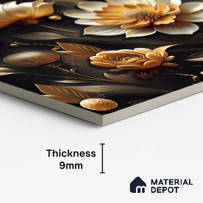 Floral Wall Tile TL 08898 | High Gloss Finish 4 ft x 2 ft Vitrified Tile - 9 mm | Suitable for Bathroom, Accent/Feature Wall, Bedroom